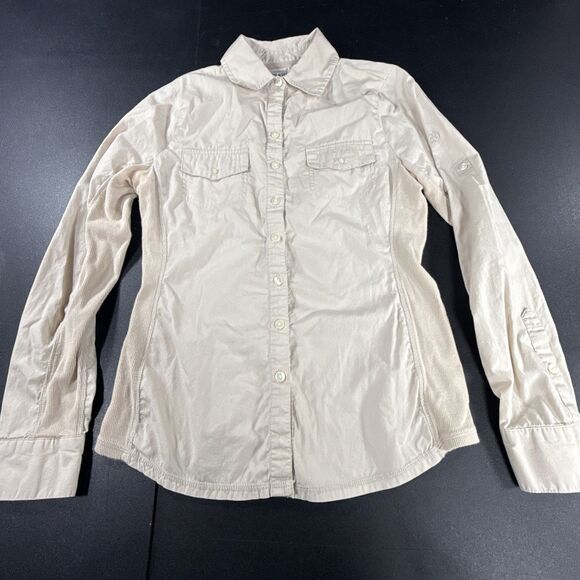 Converse One Star 100% Cotton Beige Button Down Shirt Women's Medium Y2K - Picture 1 of 11